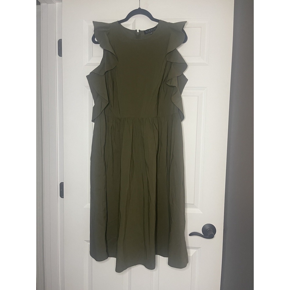 Eloquii Flutter Sleeve A Line Midi Dress Size 14 Green